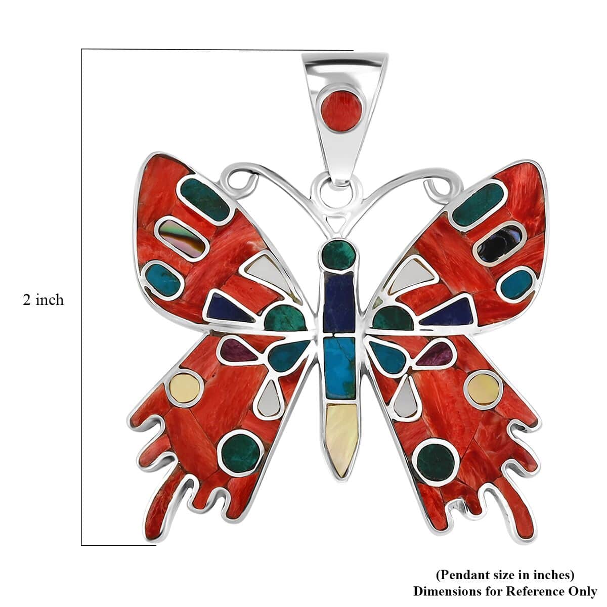 Peruvian Artistry Multi Gemstone 2.35 ctw Super Butterfly Pendant in Sterling Silver image number 4