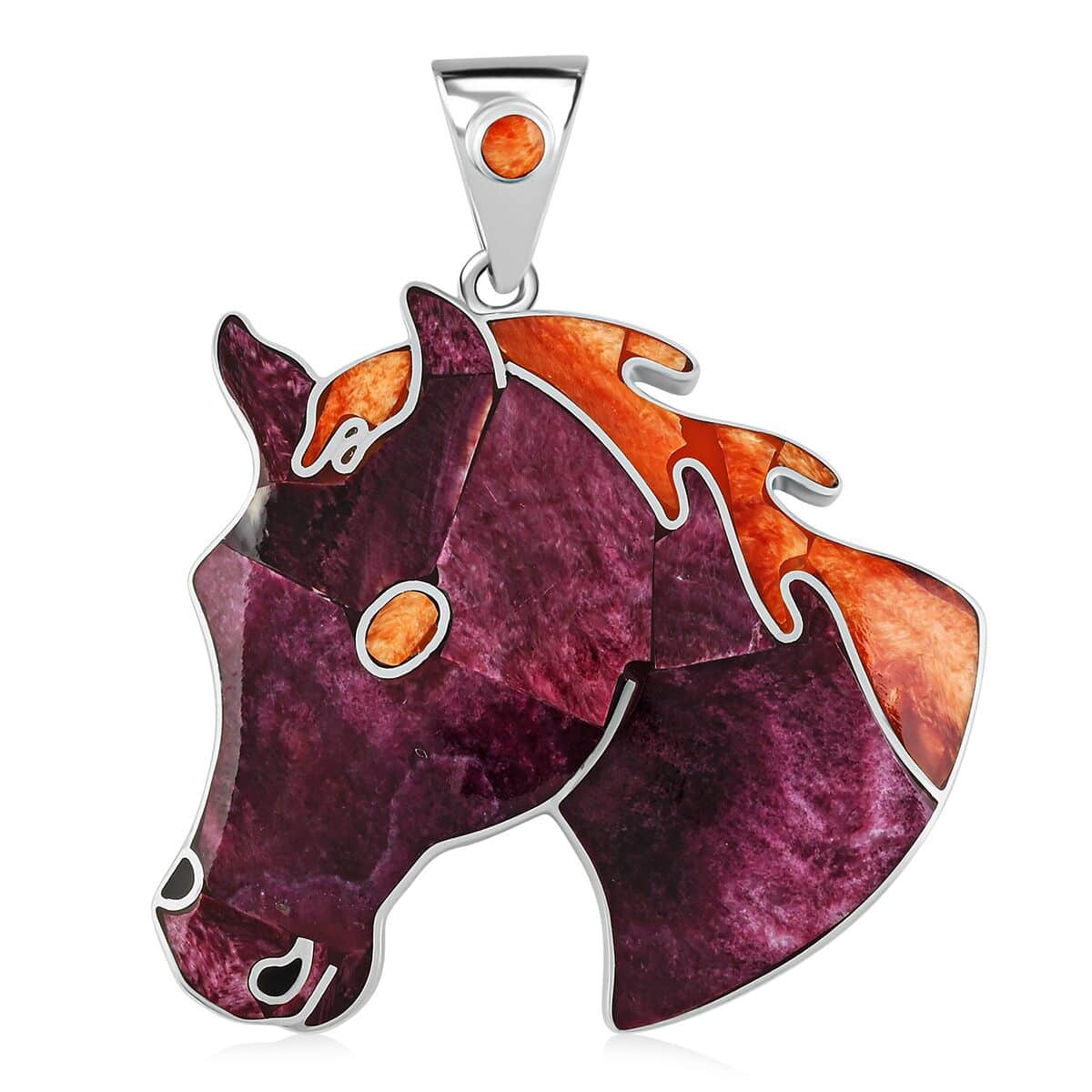 Multi Gemstone 2.20 ctw Horse Pendant in Sterling Silver image number 0