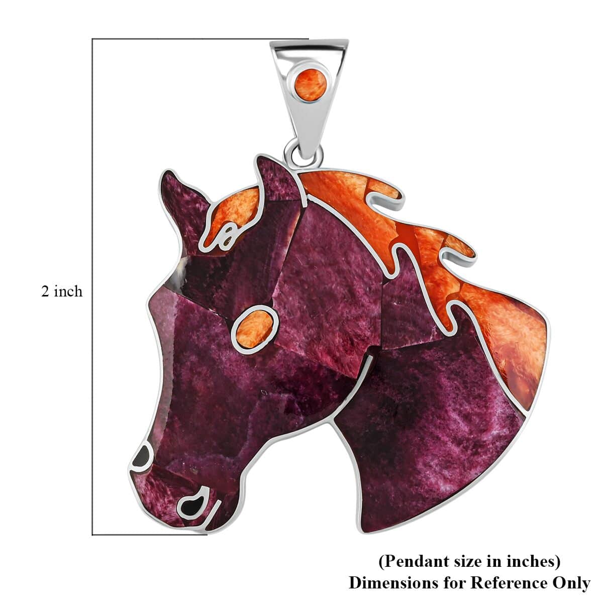 Multi Gemstone 2.20 ctw Horse Pendant in Sterling Silver image number 5