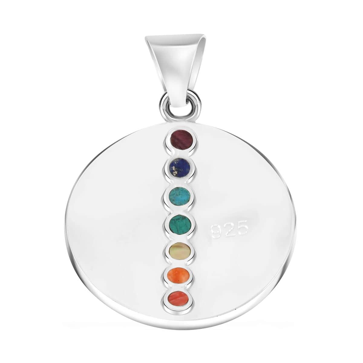 Peruvian Artistry Multi Gemstone 2.10 ctw Big Pachamama Pendant in Sterling Silver image number 4