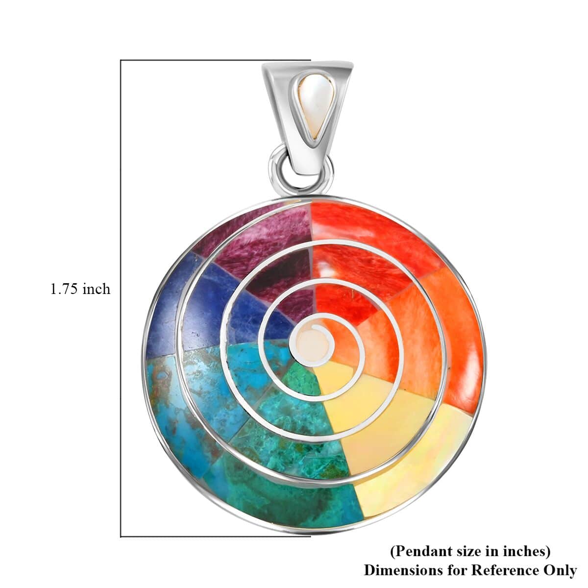 Peruvian Artistry Multi Gemstone 2.10 ctw Big Pachamama Pendant in Sterling Silver image number 5