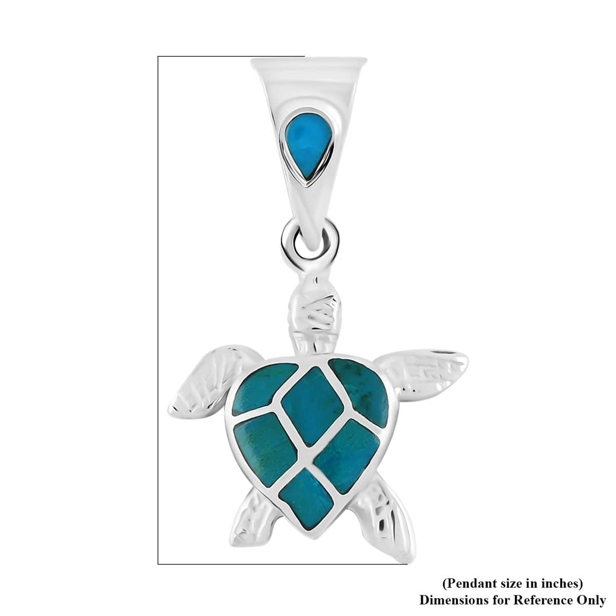 Peruvian Artistry Turquoise 0.60 ctw Mini Turtle Pendant in Sterling Silver image number 4