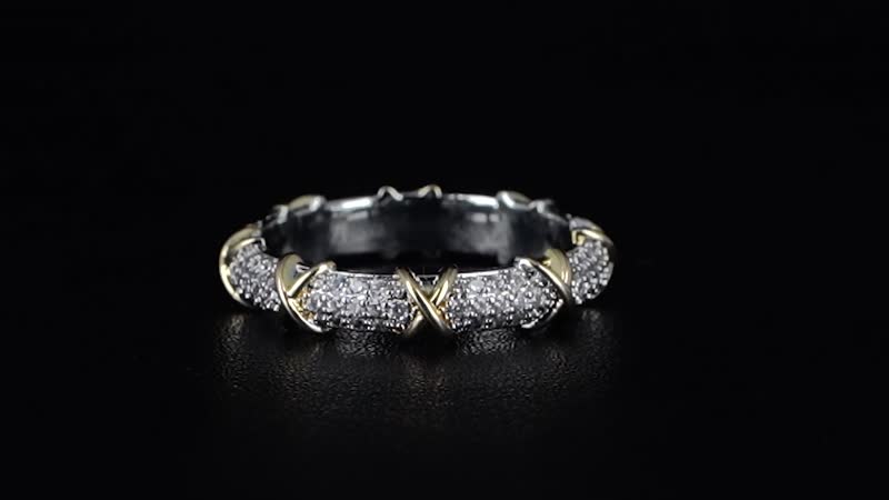 Simulated Diamond XOXO Ring in Dualtone (Size 10.0)