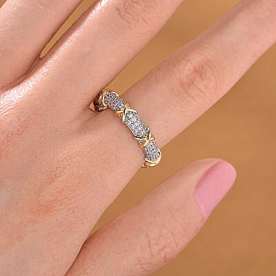 Simulated Diamond XOXO Ring in Dualtone 0.80 ctw (Size 10.0)
