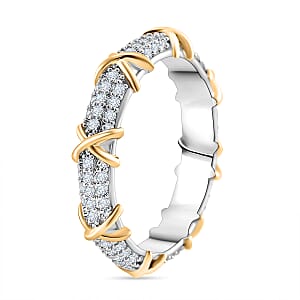 Simulated Diamond XOXO Ring in Dualtone 0.80 ctw (Size 10.0)
