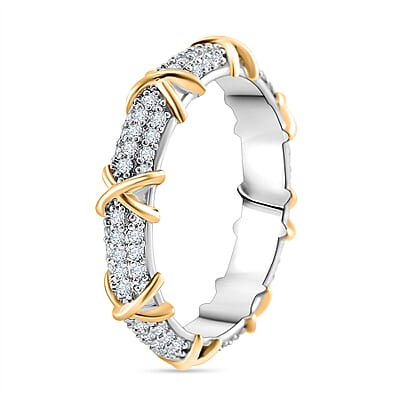 Simulated Diamond XOXO Ring in Dualtone 0.80 ctw (Size 10.0)