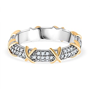 Simulated Diamond XOXO Ring in Dualtone 0.80 ctw (Size 10.0)