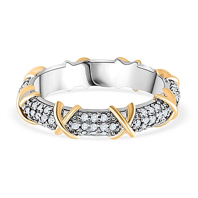 Simulated Diamond XOXO Ring in Dualtone 0.80 ctw (Size 10.0)