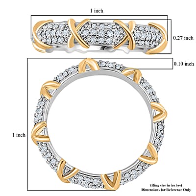 Simulated Diamond XOXO Ring in Dualtone 0.80 ctw (Size 10.0)