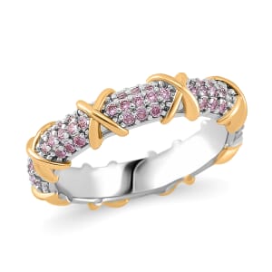 Simulated Pink Diamond XOXO Ring in Dualtone (Size 7.0)