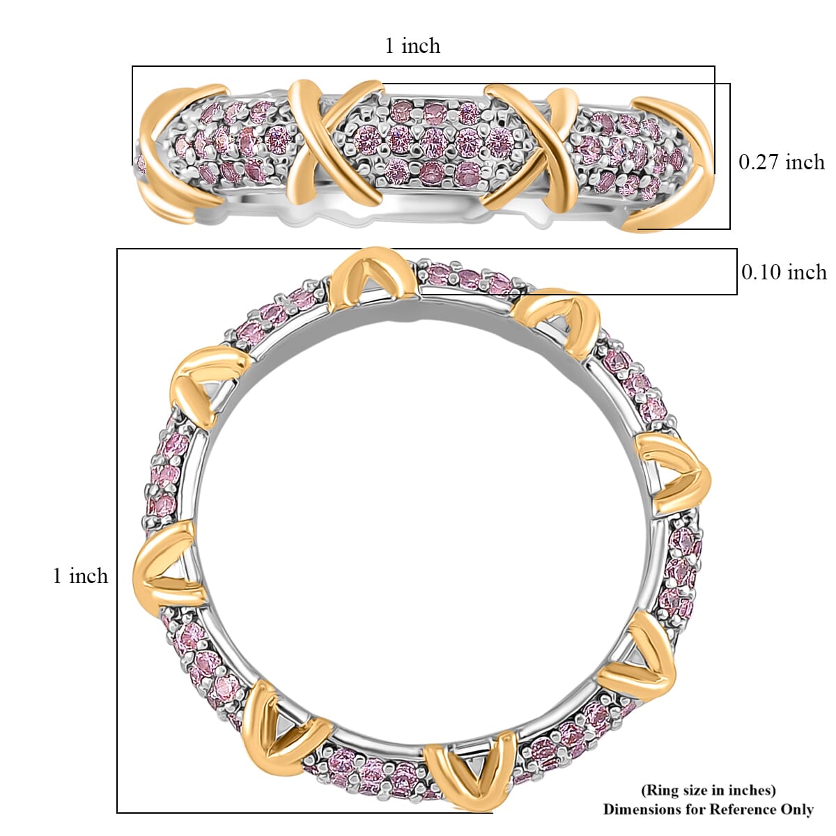 Simulated Pink Diamond XOXO Ring in Dualtone (Size 7.0) image number 4