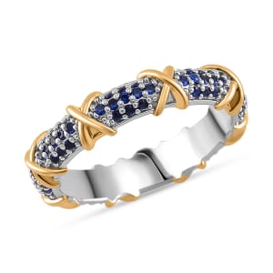 Simulated Blue Diamond XOXO Ring in Dualtone (Size 10.0)