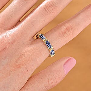 Simulated Blue Diamond XOXO Ring in Dualtone 0.80 ctw (Size 7.0)