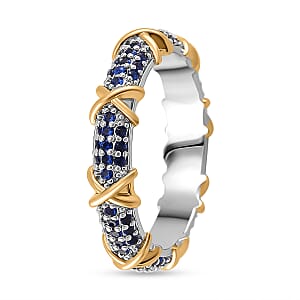 Simulated Blue Diamond XOXO Ring in Dualtone 0.80 ctw (Size 7.0)
