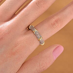 Simulated Champagne Diamond XOXO Ring in Dualtone 0.80 ctw (Size 7.0)
