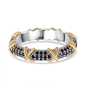 Simulated Black Diamond XOXO Ring in Dualtone 0.80 ctw (Size 8.0)
