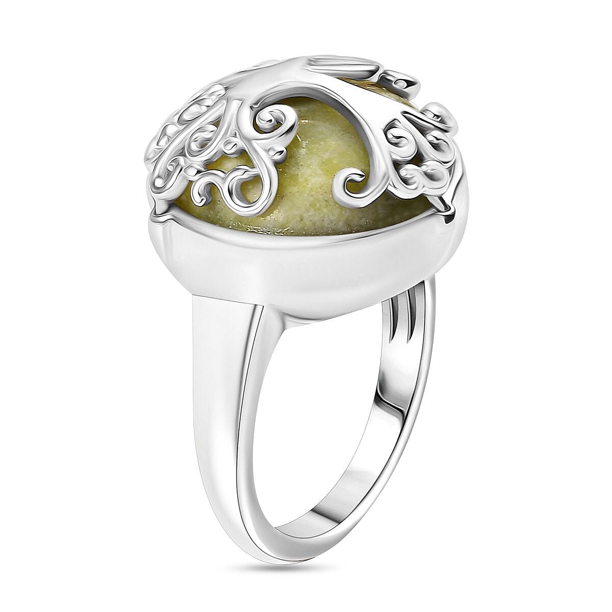 D'Joy Connemara Marble 13.00 ctw Tree of Life Ring in Platinum Over Sterling Silver (Size 6.0) image number 3