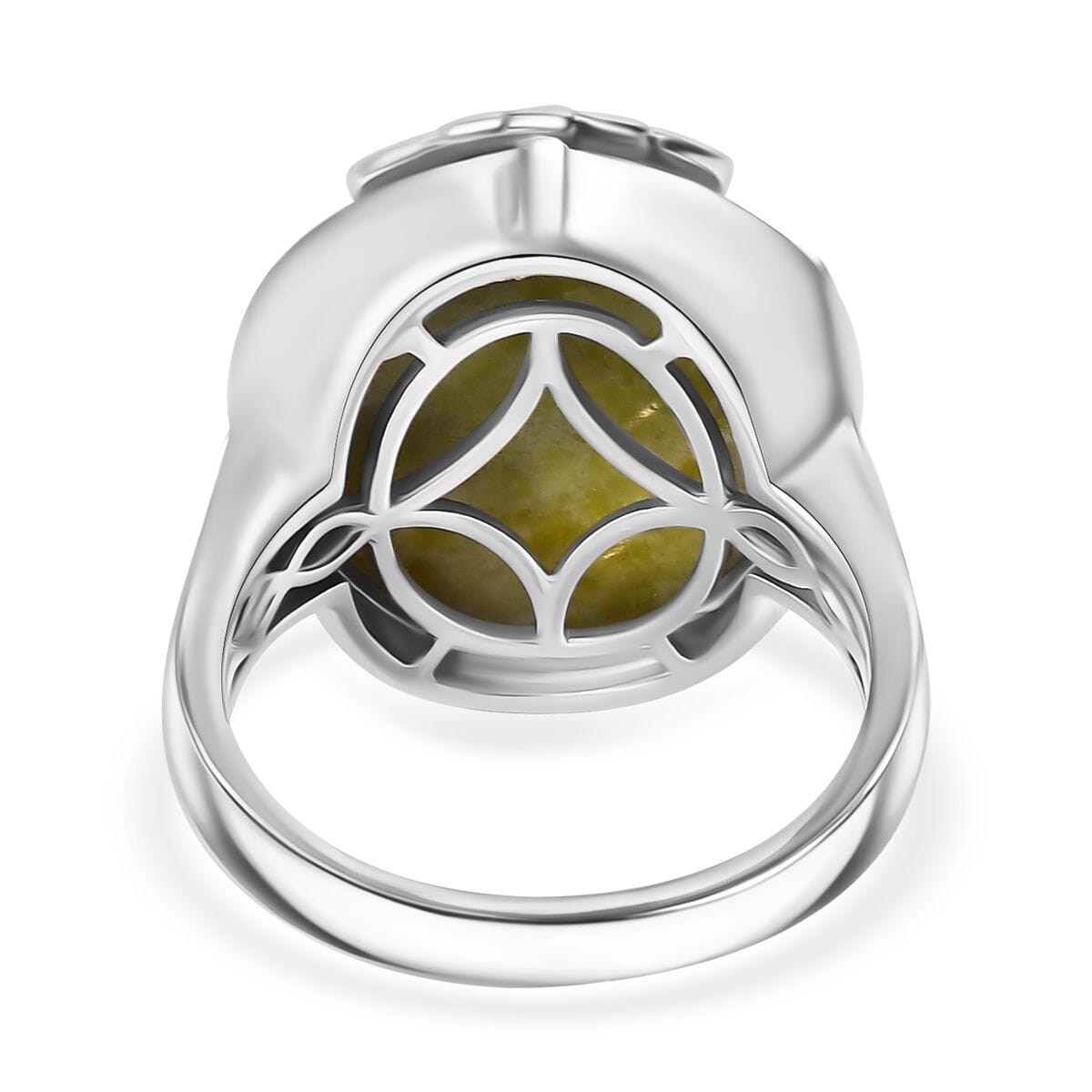 Connemara Marble 13.00 ctw Tree of Life Ring in Platinum Over Sterling Silver (Size 9.0) image number 4