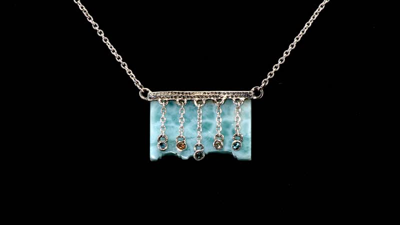 Indian Artisan Crafted Sky Blue Topaz and Multi Gemstone 27.60 ctw Ethereal Cascade Necklace in Sterling Silver 18 Inches