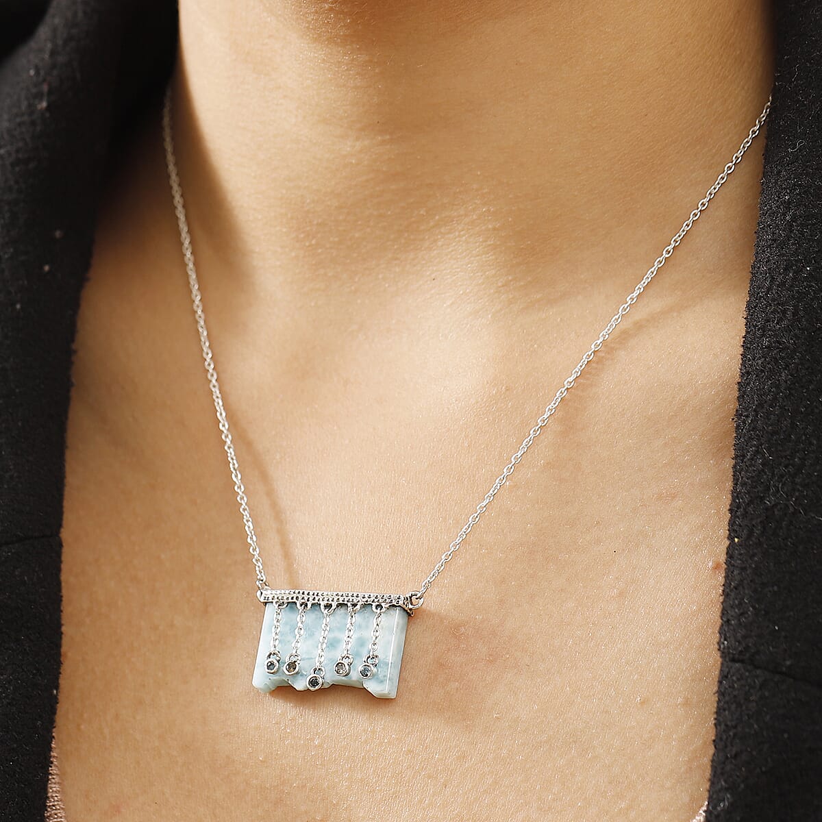 Indian Artisan Crafted Sky Blue Topaz and Multi Gemstone 27.60 ctw Ethereal Cascade Necklace in Sterling Silver 18 Inches  image number 2