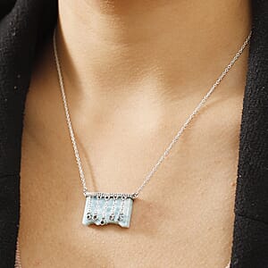 Indian Artisan Crafted Sky Blue Topaz and Multi Gemstone 27.60 ctw Ethereal Cascade Necklace in Sterling Silver 18 Inches 