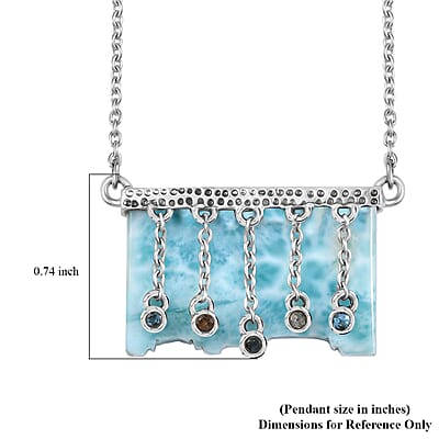 Indian Artisan Crafted Sky Blue Topaz and Multi Gemstone 27.60 ctw Ethereal Cascade Necklace in Sterling Silver 18 Inches 