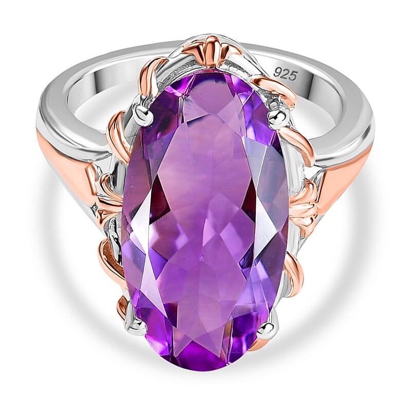Rose De France Amethyst 8.29 ctw Ring in Rhodium Over Sterling Silver (Size 9.0)