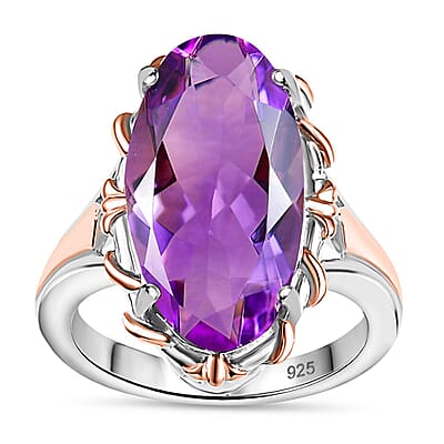 Rose De France Amethyst 8.29 ctw Ring in Rhodium Over Sterling Silver (Size 9.0)