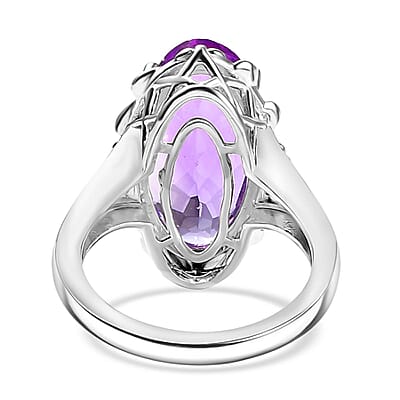 Rose De France Amethyst 8.29 ctw Ring in Rhodium Over Sterling Silver (Size 9.0)