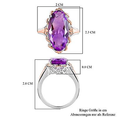Rose De France Amethyst 8.29 ctw Ring in Rhodium Over Sterling Silver (Size 9.0)