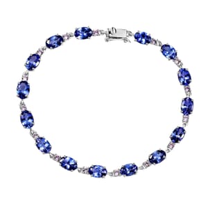 Luxoro AAA Tanzanite and Madagascar Pink Sapphire 7.65 ctw Link Bracelet in 10K White Gold (6.50 In)