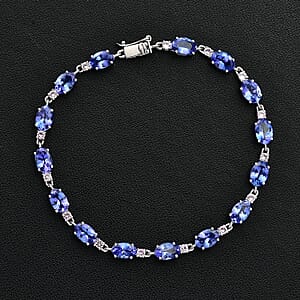 Luxoro AAA Tanzanite and Madagascar Pink Sapphire 7.65 ctw Link Bracelet in 10K White Gold (6.50 In)