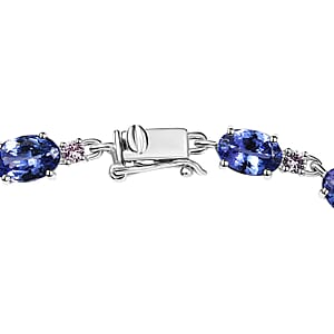 Luxoro AAA Tanzanite and Madagascar Pink Sapphire 7.65 ctw Link Bracelet in 10K White Gold (6.50 In)