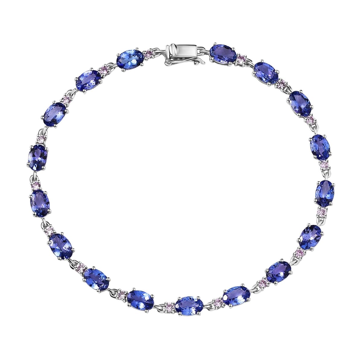 Luxoro AAA Tanzanite and Madagascar Pink Sapphire 8.65 ctw Link Bracelet in 10K White Gold (7.25 In) image number 0