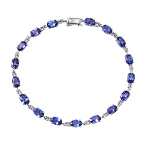 Luxoro AAA Tanzanite and Madagascar Pink Sapphire 8.65 ctw Link Bracelet in 10K White Gold (7.25 In)