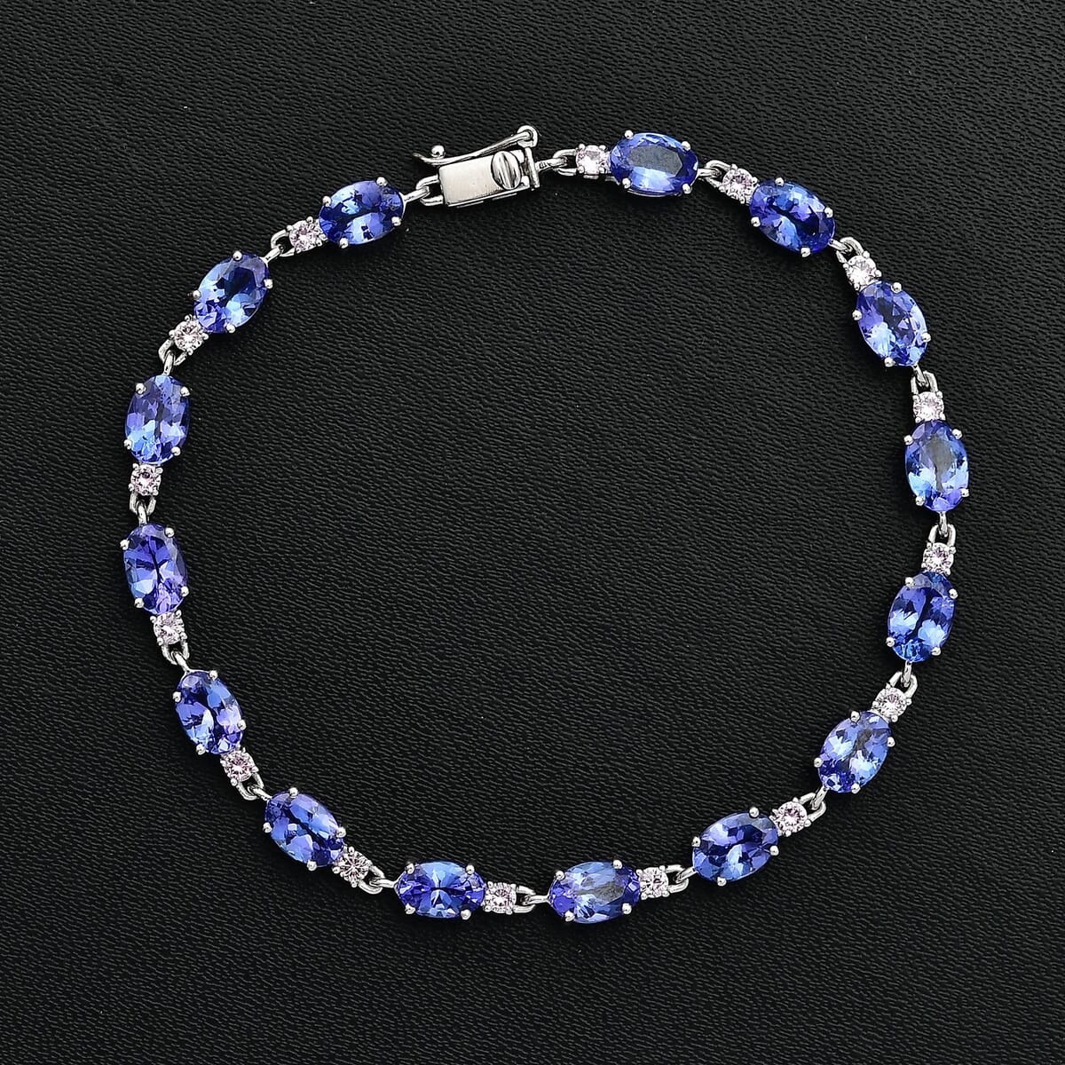 Luxoro AAA Tanzanite and Madagascar Pink Sapphire 8.65 ctw Link Bracelet in 10K White Gold (7.25 In) image number 1