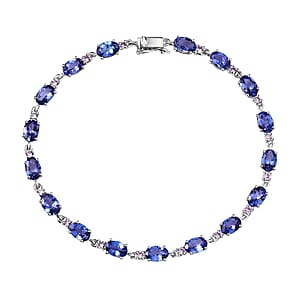 Luxoro AAA Tanzanite and Madagascar Pink Sapphire 9.70 ctw Link Bracelet in 10K White Gold (8.00 In)