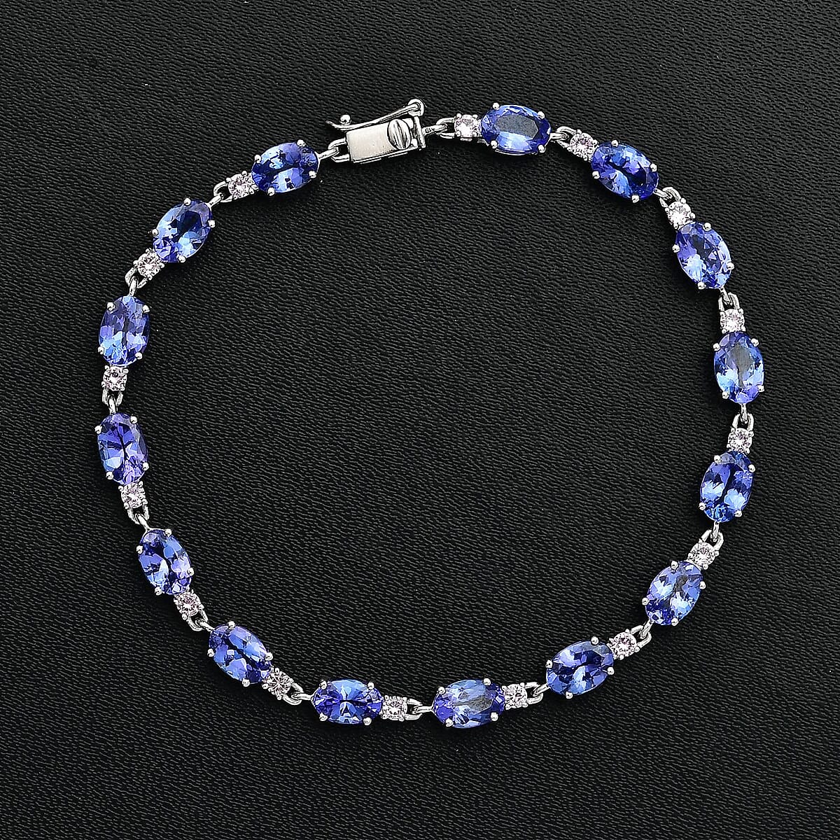 Luxoro AAA Tanzanite and Madagascar Pink Sapphire 9.70 ctw Link Bracelet in 10K White Gold (8.00 In) image number 1