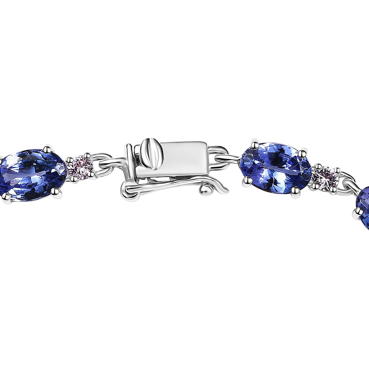 Luxoro AAA Tanzanite and Madagascar Pink Sapphire 9.70 ctw Link Bracelet in 10K White Gold (8.00 In) image number 3