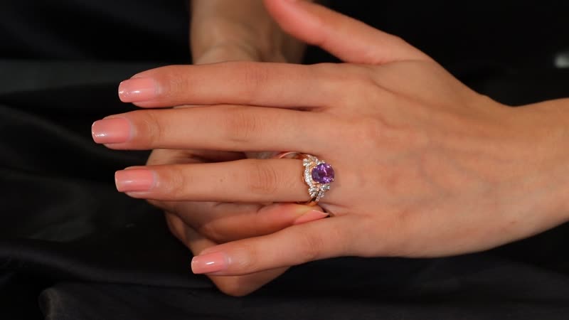 AAA Rose De France Amethyst, White Zircon Love Knot Ring in 18K Vermeil RG Over Sterling Silver (Size 10.0) 3.00 ctw
