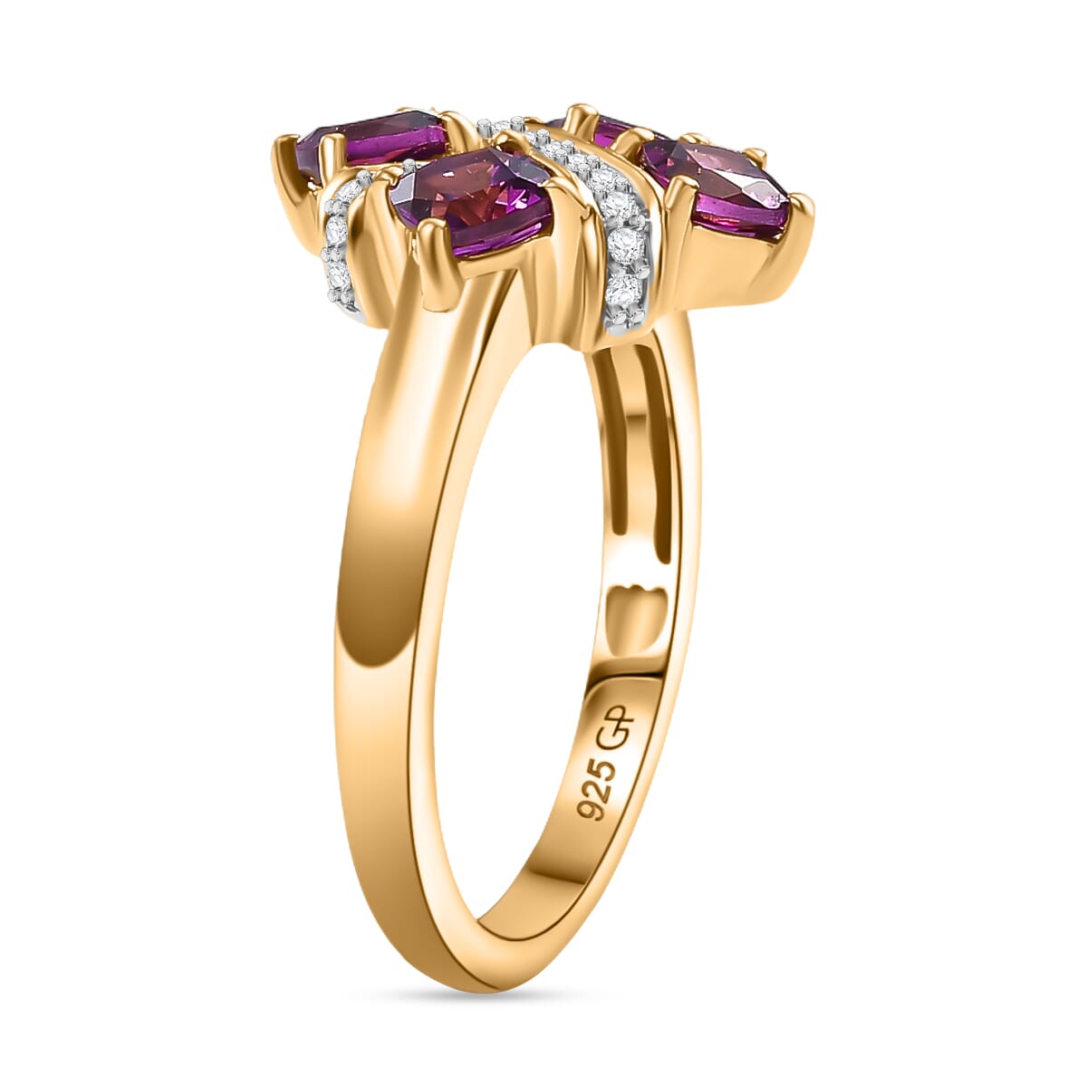 GP Royal Art Deco Collection AAA Radiant Ember Garnet and Multi Gemstone 1.70 ctw Fancy Ring in 18K Vermeil Yellow Gold Sterling Silver image number 3