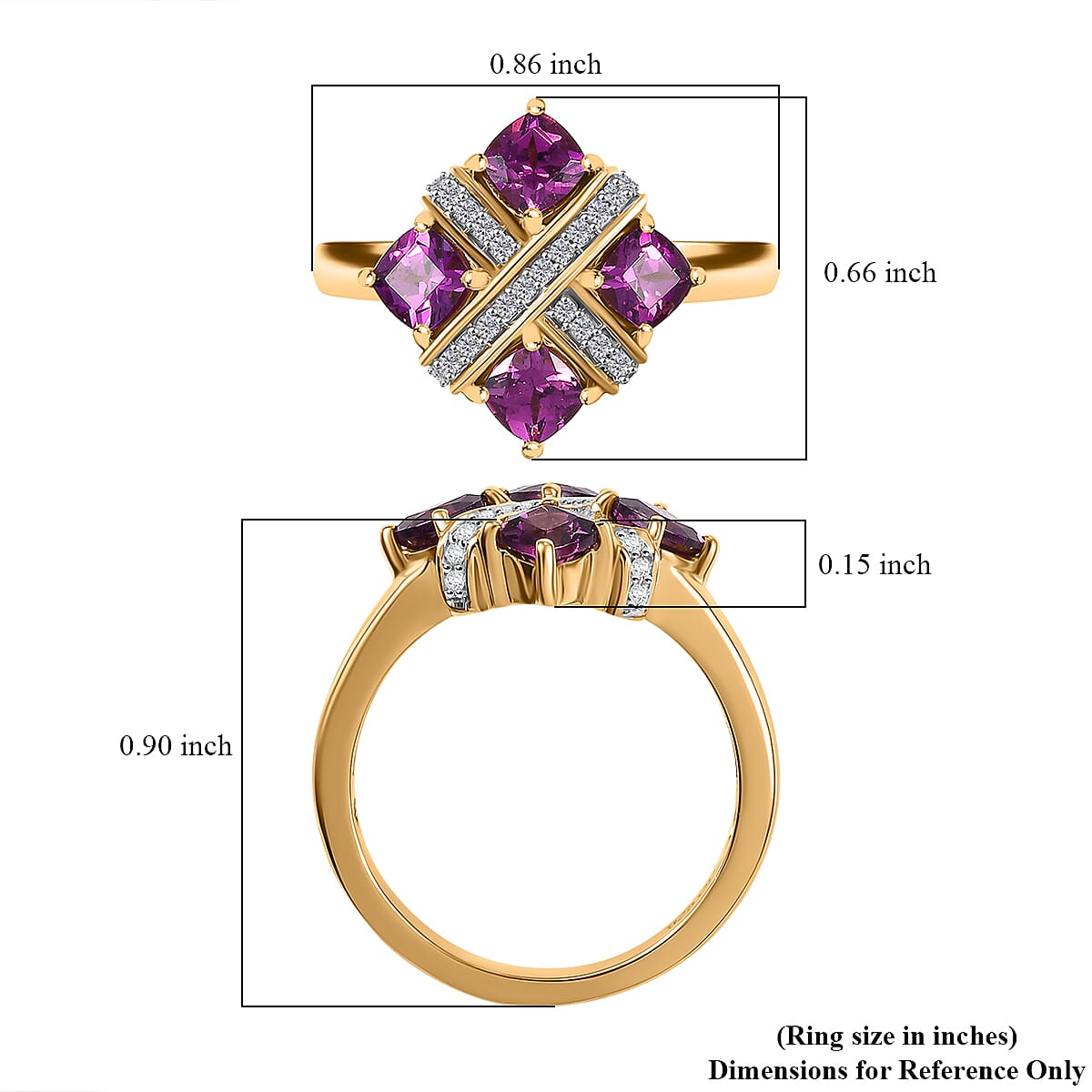 GP Royal Art Deco Collection AAA Radiant Ember Garnet and Multi Gemstone 1.70 ctw Fancy Ring in 18K Vermeil Yellow Gold Sterling Silver (Size 10.0)