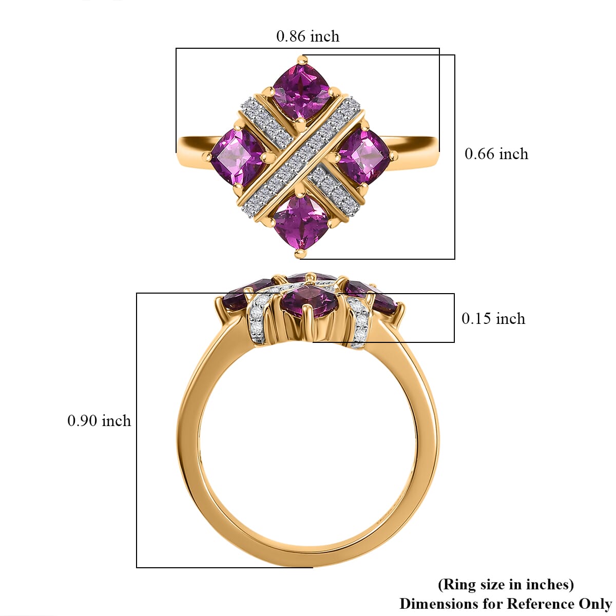 GP Royal Art Deco Collection AAA Radiant Ember Garnet and Multi Gemstone 1.70 ctw Fancy Ring in 18K Vermeil Yellow Gold Sterling Silver image number 5
