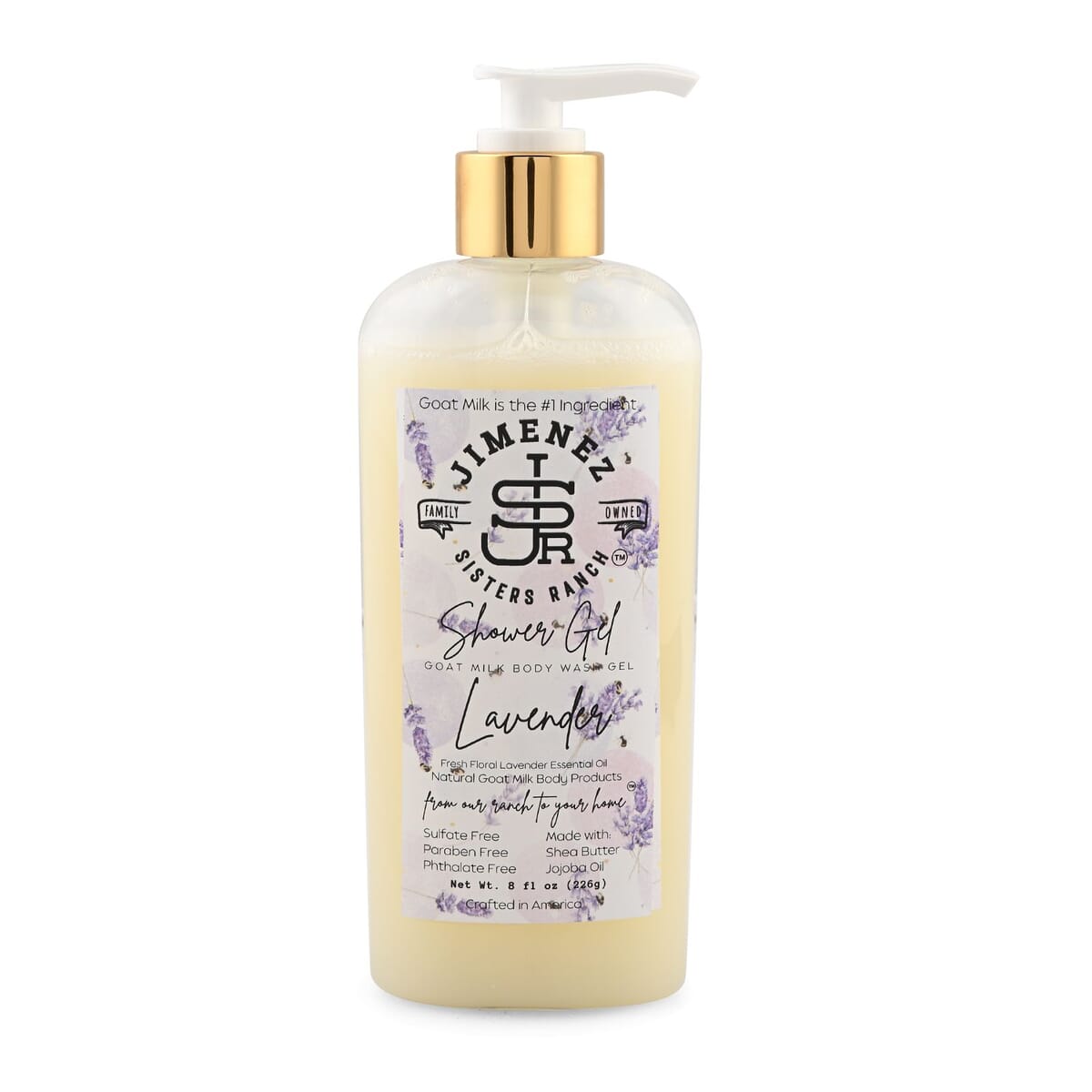 Jimenez Sisters Ranch Lavender Goat Milk Shower Gel (8oz Pump Bottle) image number 0