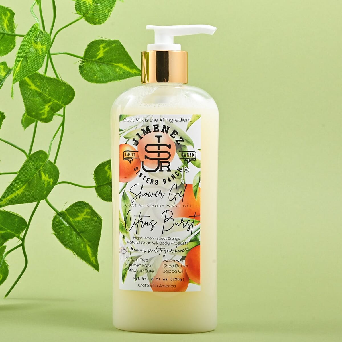 Jimenez Sisters Ranch Citrus Burst Goat Milk Shower Gel (8oz Pump Bottle) image number 1