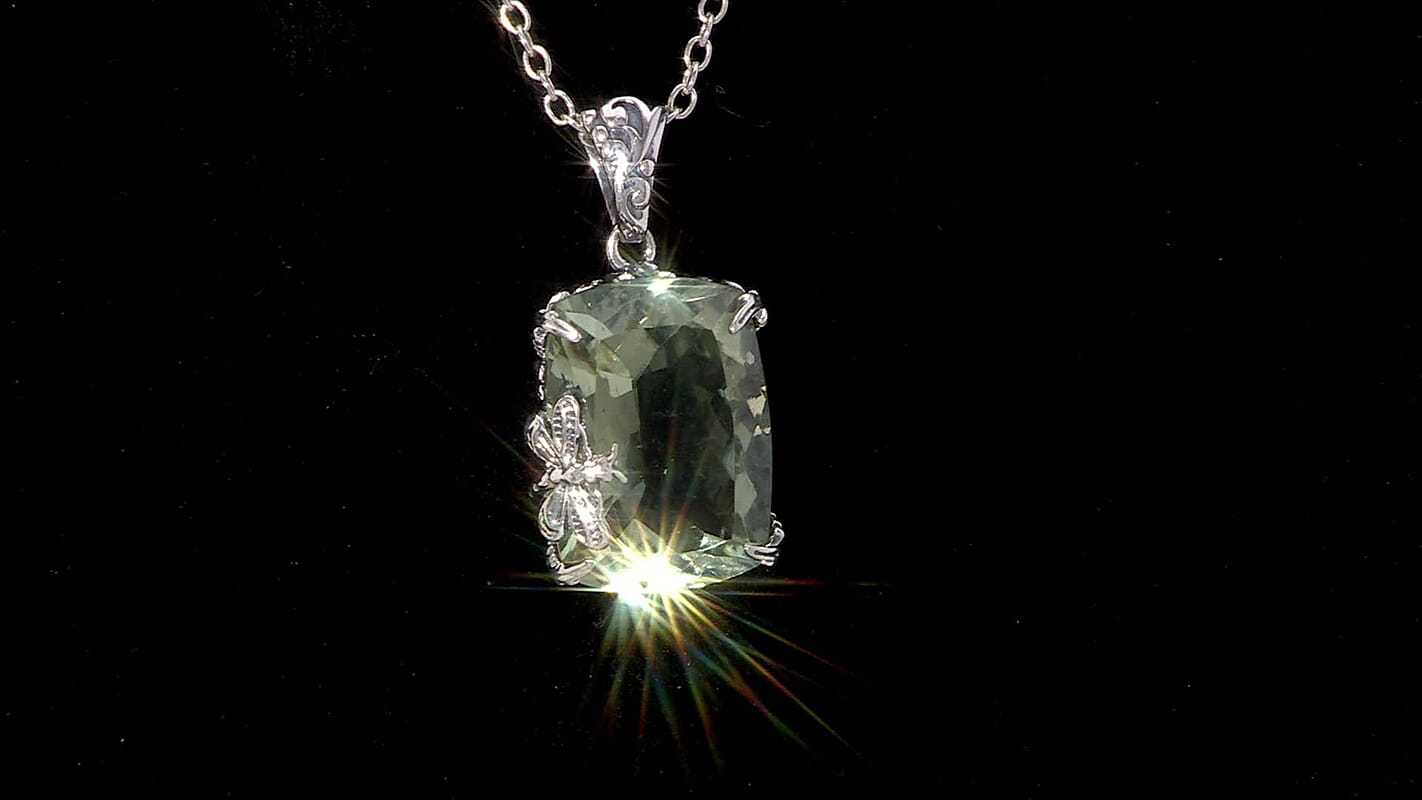 Artisan Crafted Montezuma Prasiolite Fancy Pendant in Sterling Silver 16.10 ctw