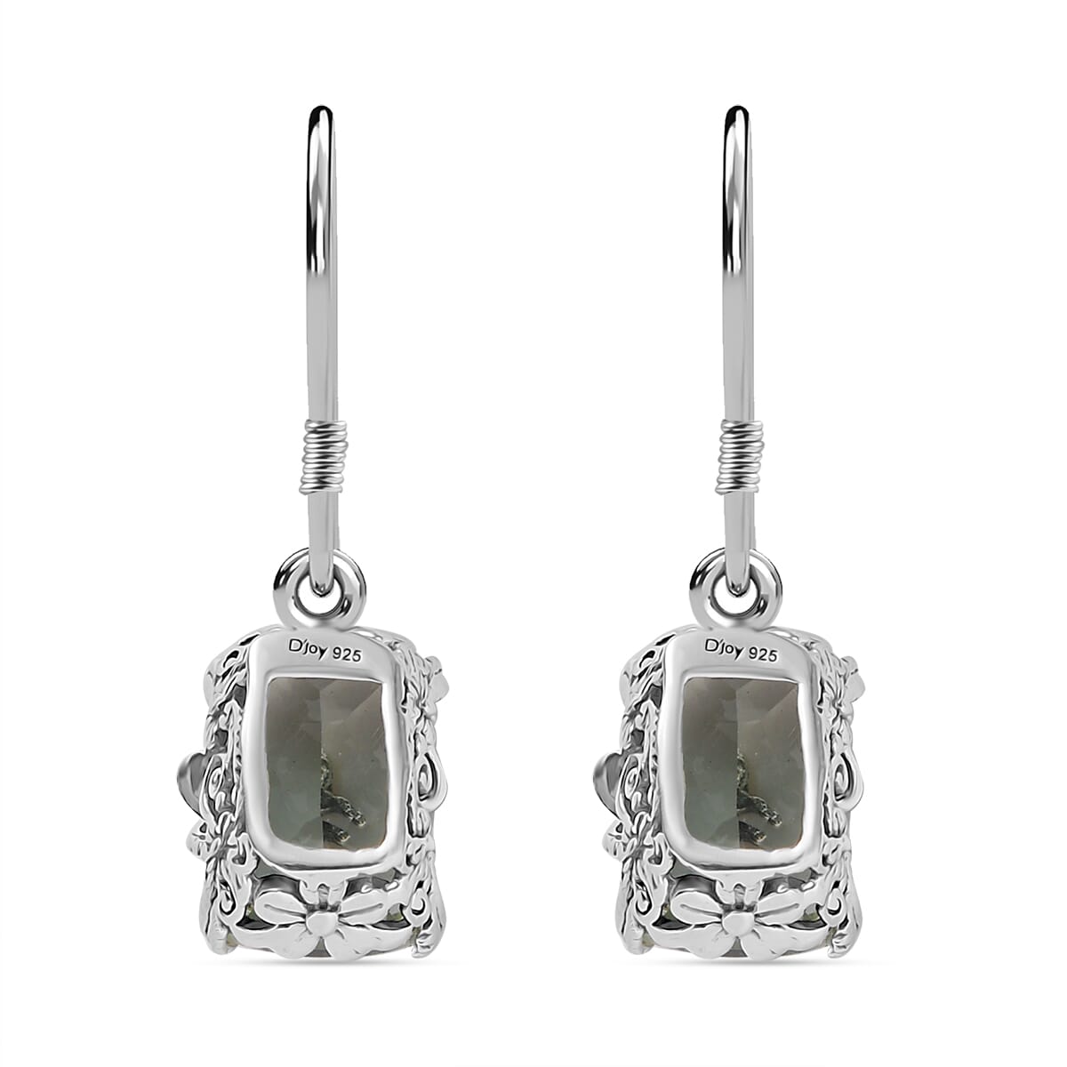 Indian Artisan Crafted Montezuma Prasiolite 9.80 ctw Twilight Wings Earrings in Sterling Silver  image number 4