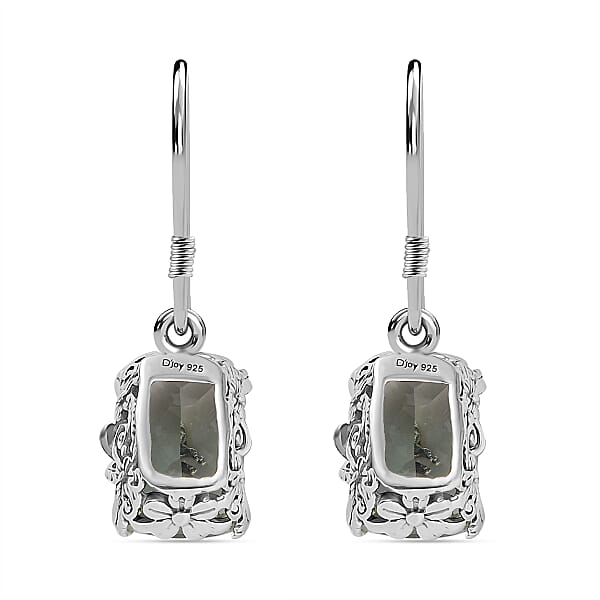 D'Joy Indian Artisan Crafted Montezuma Prasiolite 9.80 ctw Twilight Wings Earrings in Sterling Silver 
