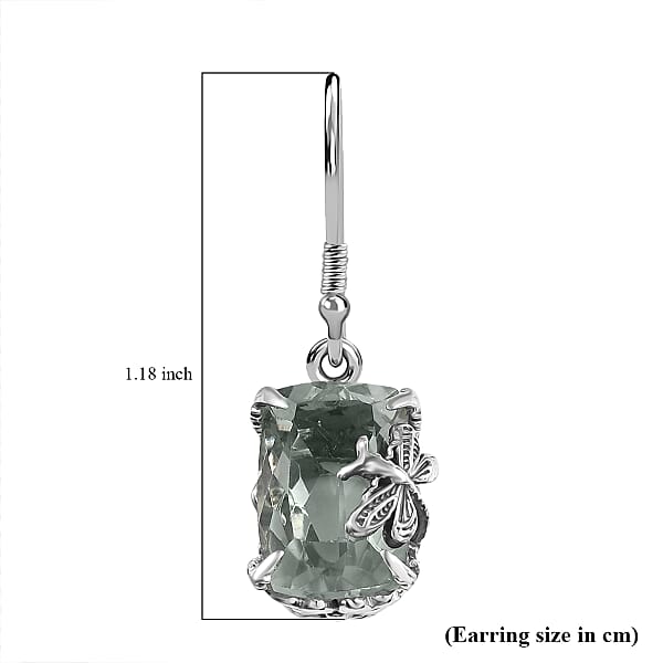 D'Joy Indian Artisan Crafted Montezuma Prasiolite 9.80 ctw Twilight Wings Earrings in Sterling Silver 