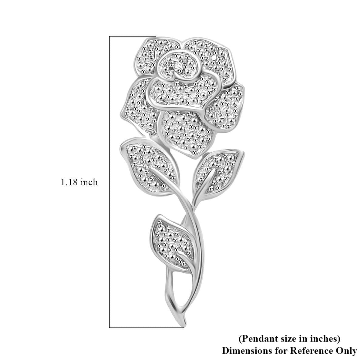 Diamond Accent Rose Pendant without Chain in Platinum Over Sterling Silver image number 5